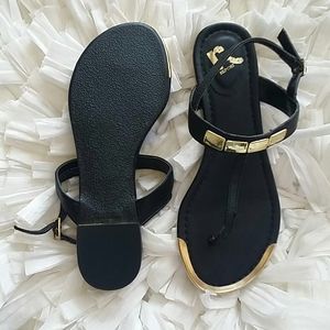 Report Black & Gold Thong Sandals 7.5
